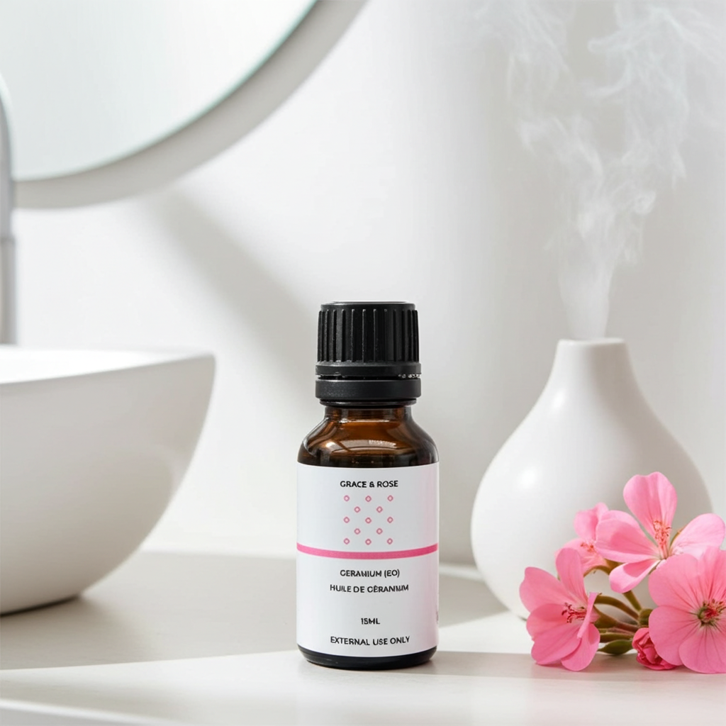 Pure Geranium Essential Oil – 15ml | Balancing, Uplifting & Skin-Nourishing Aromatherapy Oil