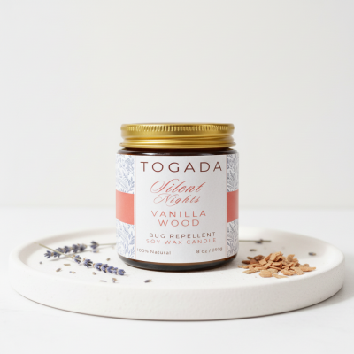 TOGADA Silent Nights Natural Insect Repellent Candle – 100g Soy Wax Protection