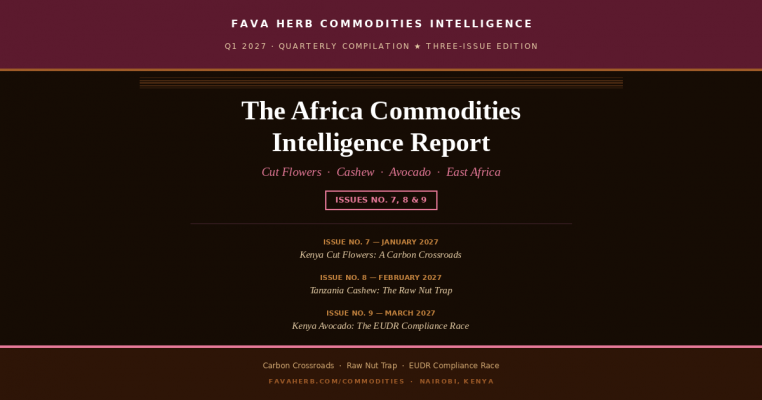 African Commodities Market Intelligence Report — Cut Flower/Avocado/Cashew Analysis Q1 2027